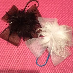 White and brown girls  feather head bands
